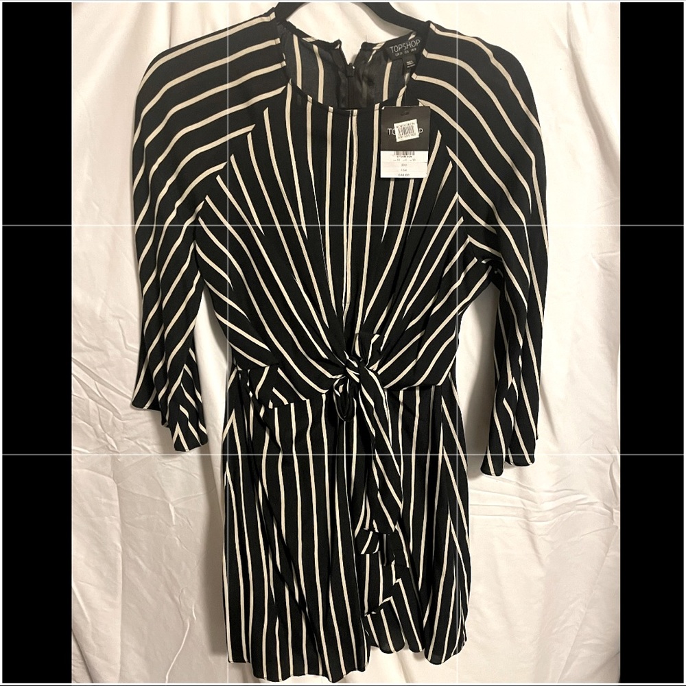 Topshop Black and White 3/4 Sleeve Mini